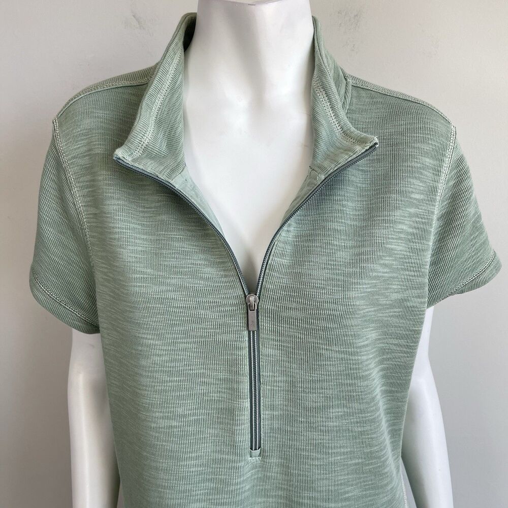 Tommy Bahama Tobago Bay Shirt Dress XL Half Zip Green Pima Cotton Knit - Picture 2 of 16